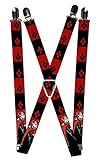Buckle-Down Suspenders - Harley Quin Standing Pose/diamonds Black/red Accessory, -Multi-Colored, One Size