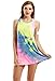 Creabygirls Womens Sleeveless Tie-dye Round Neck Mini Dress(Medium)