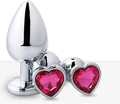 Cllandy 60-3Pcs 3 Size Stainless Steel Gemstone Design Anales Trainer Set -B,ūtt Plùgs Back Beads Massage Toy (Pink2)