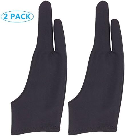 Tablet Drawing Glove Artist Glove with Two Fingers for Drawing Tablet Anti-fouling 2 Pack Size S