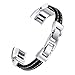 For Fitbit Alta and Alta HR Bands, bayite Leather Bands Adjustable Metal Buckle Leather Wristband Small Large Black
