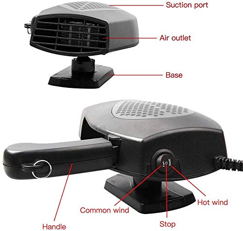 Car Heater, Portable Auto Electronic Heater Fan Fast Heating Defrost 12V 150W Car Defrost Defogger, 2 in 1 Heating/Cooling Function 3-Outlet, Plug Adjustable Thermostat in Cigarette Lighter(Black)