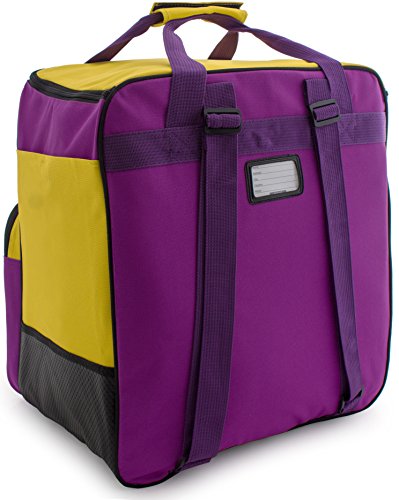BRUBAKER Superfunction - Limited Edition - Combo Ski Boot Bag and Ski Bag for 1 Pair of Ski, Poles, Boots and Helmet - Purple Yellow - Thumbnail 2
