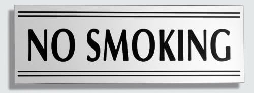 JP Signs - No Smoking Sign – 9 X 3 Inch Premium Safety Signage - Engraved (White / Black) – for Door or Wall, Large or Small Office, Restaurant, Shop – Highly Visible – Elegant Design