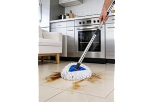 2 PCS White Microfibre Mop Pads,Rotating Mop Replacement Heads,Machine Washable Mop Head Replacements,Reusable Floor Cleaning