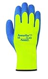 Ansell Powerflex 80-400 Natural Rubber Latex Glove, Coated on Yellow Thermal Terry Liner, Medium (Pack of 6 Pairs)