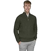 Emerald Isle Traditional Irish Fisherman's Knit Sweater for Men, Wool Blend Knitted Jumper with Buttons (US, Alpha, X-Large, Regular, Regular, Dark Green Marl)