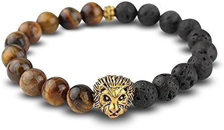 Handmade Lion Bracelet Courage &amp; Strength with Rose Gold Tone Head One-Size-Fits-All Unisex Bangle for Men or Women Holiday Sale !!