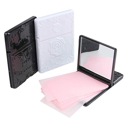 Tcplyn Premium Quality Bodhi200 50 pcs Blotting Paper Beauty Control Oil Absorbing Tissues Face Facial Make Up Sheets with Mirror Black Plastic Cover - Thumbnail 6