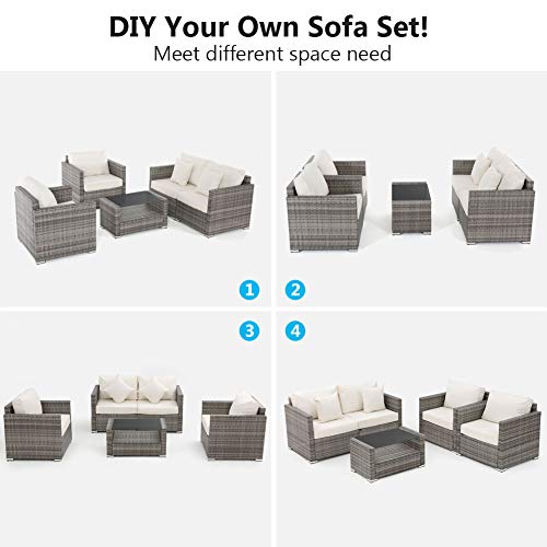 Tribesigns 5 Pieces Patio Furniture Set with Glass Coffee Table, Modern