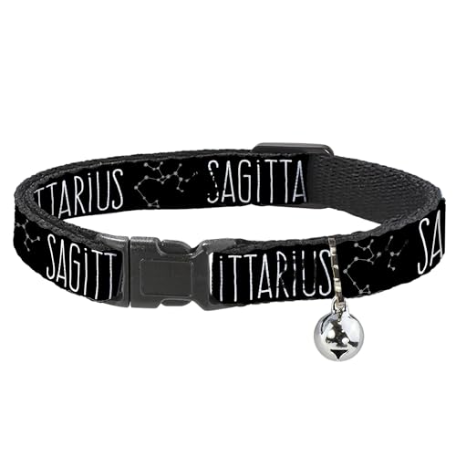Cat Collar Breakaway Zodiac Sagittarius Constellation Black White 8 to 12 Inche…