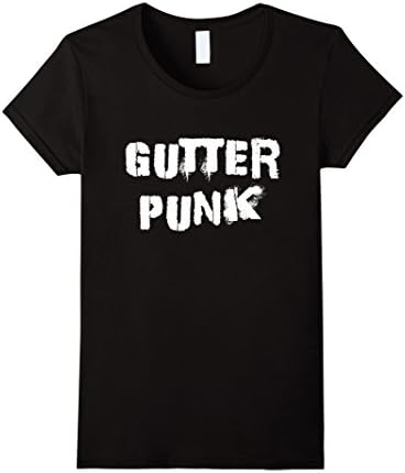 Womens Gutter Punk Rock Music Funny Punk Shirt Large Black