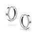 Simple Basic Thin Flat Huggie Hoop Kpop Earrings For Women For Men Hinge Polished .925 Sterling Silver