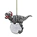Design Toscano Blitzer the T Rex Dinosaur Christmas Tree Ornament, 5 Inch Long, Cast Stone Resin with Glass Ball, Green Glitter Finish