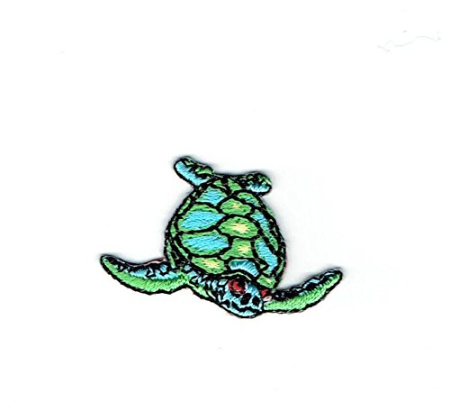 Mini - Small Sea Turtle - Facing Right - Iron on Applique - Embroidered Patch