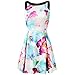 FANCYINN Women Sexy Halter Neck Floral Print Backless Beach Skater Mini Dress M