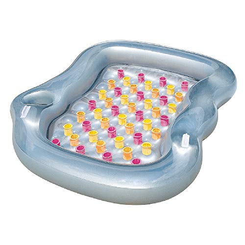 Aegilmc Inflatable Pool Float Island, Thicken Floating Bed on The Water Lounge Chair, Clear Outdoor Child Air Row Toy for Adult and Kids 85" 70"