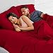 Bare Home Flannel Sheet Set 100% Cotton, Velvety Soft Heavyweight - Double Brushed Flannel - Deep Pocket (Split King, Red)