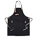 Pinji Canvas Aprons for Men and Women Adjustable Bib Aprons Unisex for Chef Kitchen Cooking Work with 3 Pockets