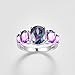 Psiroy 925 Sterling Silver Plated Created Rainbow Topaz Filled 5 Stone Engagement Ring Band Size 6