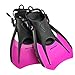 Phantom Aquatics Snorkel Fins, Swim Fins Travel Size Short Adjustable for Snorkeling Diving Adult Men Women Kids Open Heel Swimming Flippers + Net Carry Bag (Pink, Small (US Men's 4-7))