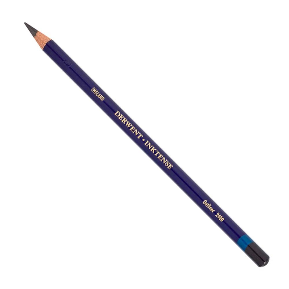 Derwent Inktense Permanent Watercolour Single Pencil, Outliner (2400), 4mm Premium Core Strength, Water-Soluble, Ideal for Drawing, Colouring & Painting on Paper & Fabric, Professional Quality (0700926)