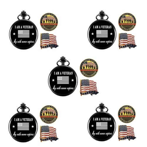 Jofanvin Gifts for Veterans,Pocket Watch for Veterans with Military ChanllengCoin,Best Veterans Day Gifts