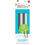 Black And White Sparkle Birthday Cake Candles - 18 Pcs