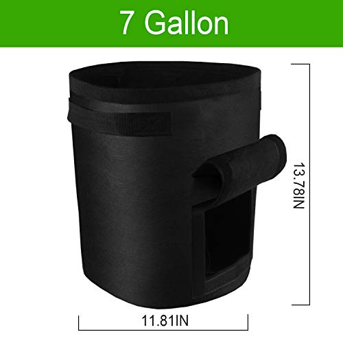 TQQFUN 2 Pack 7 Gallon Smart Potato Grow Bags Velcro Window Vegetable Grow Bags, Double Layer Premium Breathable Nonwoven Cloth for Potato/Plant Container/Aeration Fabric Pots with Handles(Black)