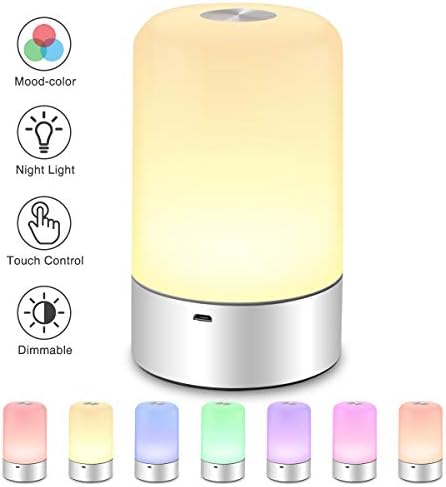 SOLMORE LED Night Lights Bedside Lamp 3 Brightness USB Rechargeable Touch Control Color Changing Modes Best Gift for Women Men Children Kids Baby Bedroom Decoration Mood Light