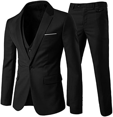Mens Suits Slim Fit 3 Piece Wedding Suit 1 Button Classic Formal Blazer Jacket Waistcoat Trousers