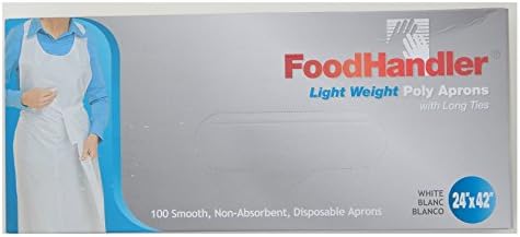 Food Handler Light Weight White Poly Aprons Non Absorbent 24x42 1000/case