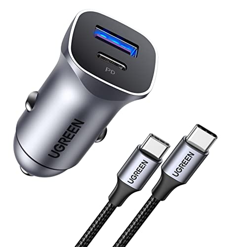 UGREEN USB C Car Charger, PD 30W & QC 30W 2Port Fast Charging C Type