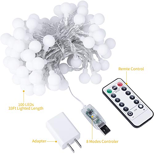 33 Feet 100 Led Mini Globe String Lights, USB Fairy String