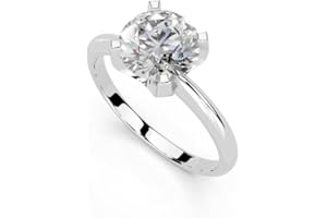 DIAMOND DOMAIN Round Cut Classic Solitaire Lab Grown Diamond Engagement Wedding Anniversary Ring In 14K Gold Platinum for Women (1-3 Ct, F-G Color, VS1-VS2 Clarity) IGI Certified