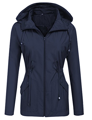 image for Romanstii Windbreaker Coat for Women Light Weight Packable Rain Jacket