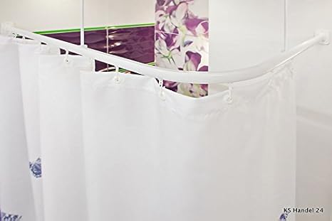 DUSCHVORHANGSCHIENE BARRIEREFREI WEISS DUSCHVORHANGSTANGE DUSCHVORHANG - Bequemes durchschieben des Vorhangs ohne Hindernis -