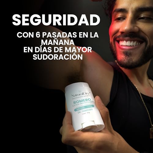 NaturalDry Desodorante Natural EXTRA PROTECCION | Delicioso aroma Romero | Sin Clorhidrato de Aluminio | Con Piedra de alumbre en polvo| No macha la ropa | NO ES ANTITRANSPIRANTE | Neutraliza el mal olor hasta 24 Horas | 50 G | (Pack de 2)