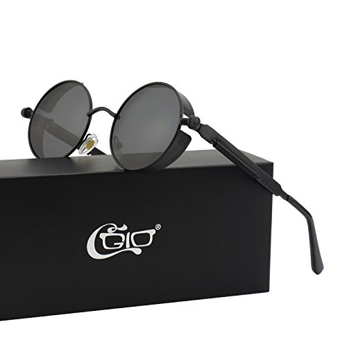 CGID E72 Retro Steampunk Style Inspired Round Metal Circle Polarized Sunglasses for Men