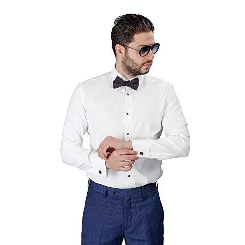 Buy Mens Slim Fit Ivory Tuxedo Shirt French Cuff Wrinkle Free by Azar