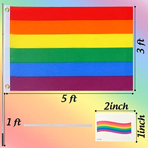 DomeStar Rainbow Flag, 3 x 5 Feet Gay Pride Flag Rainbow Gay Flag Gay Pride Banner Flags Rainbow Pride Flag with Pole