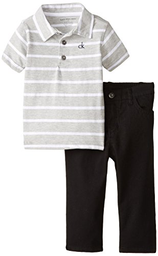 Calvin Klein Baby Boys' Gray Polo with Blue Pants