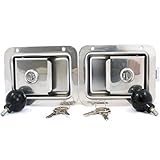 Pair Junior Size Flush Mount Paddle Handle Stainless Steel Locking Door Latch Heavy Duty Premium 304 Grade Stainless with Interior Safety Release Compatible w Toolboxes and Trailer Compartment Door