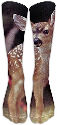 Long Whitetail Mule Deer Fawn Wild Animal Picture Socks Women's Winter Vintage Cotton Wool Knit Long Crew Socks