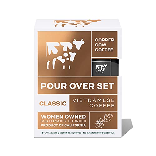 Copper Cow Coffee Vietnamese Pour Over Coffee Filters With California Sweetened Condensed Milk Single Serve And All Natural Pre Filled Coffee Filters Classic 5 Pack Pricepulse