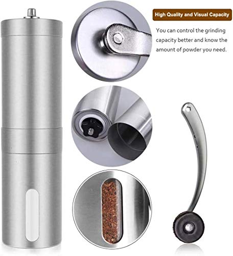 Manual Coffee Grinder Stainless Steel Portable with Adjustable Setting Conical Burr Mill for Aeropress, Drip Coffee, Espresso, French Press Used in Home and Travel