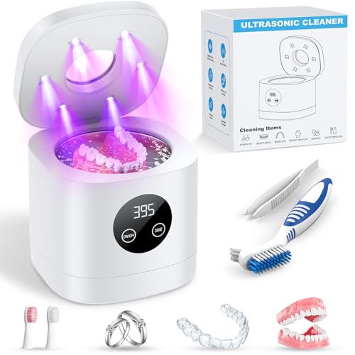 Photo 1 of *MAJOR DAMAGE*
TEBAL Ultrasonic Retainer Cleaner Machine, Ultrasonic Denture Cleaner for Night Guards, Braces, Toothbrush Heads, Jewelry and More, Ultrasonic Cleaner with 250ML Capacity, White