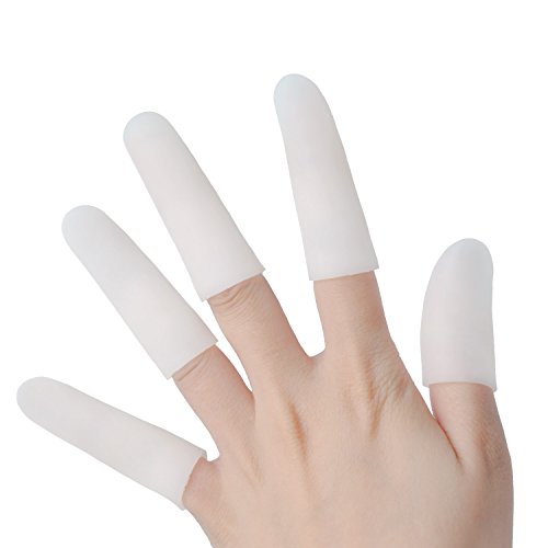 Sumifun Silicone Finger Cots- Gel Finger Protector Support for Arthritis Basketball Mallet Finger Trigger (1 Pairs Short+ 4 Pairs Long, White) - Thumbnail 5