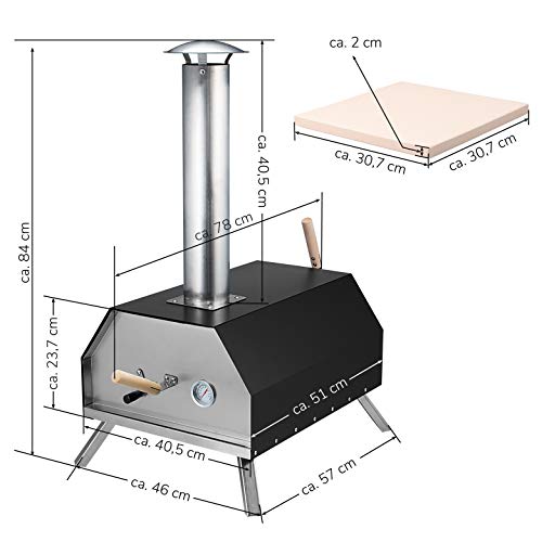 bremermann Pizzaoven incl. pizzasteen 30x2x30 cm // voor briketten, kolen, pellets - Afbeelding 8