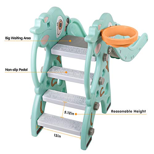 Naice Kids Slide, Upgraded Toddler Climber Slide, Sturdy Frame with Basketball Hoop, Indoor Outdoor Playground Toy, Kids Gift